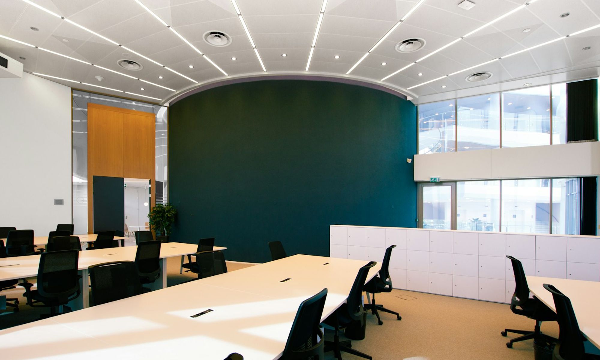 An empty conference room, ready for a team session