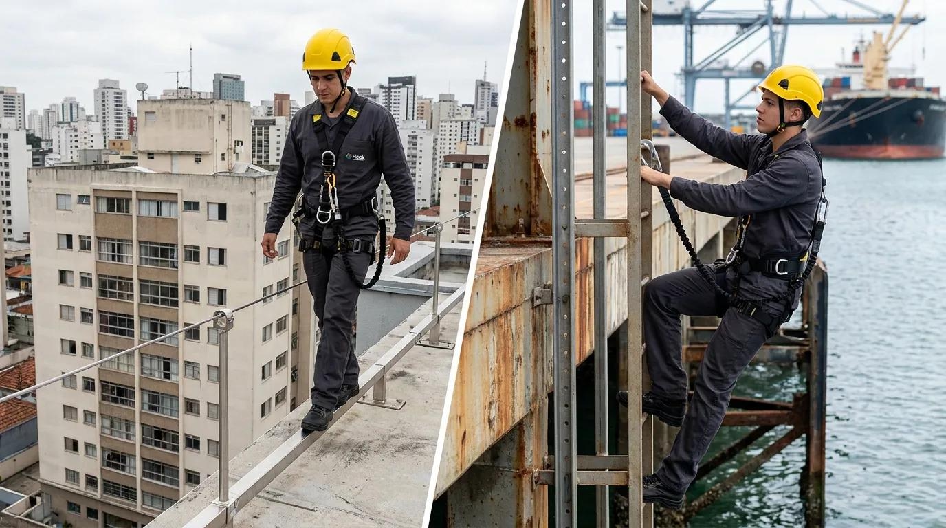 Linha de Vida Horizontal vs Vertical: Como Escolher a Certa para Sua Obra