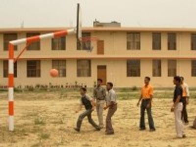 Students on the college sports ground