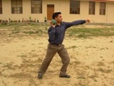 Shot put on the college ground