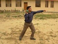 Shot put on the college ground