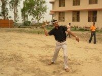 Javelin throw on the college ground