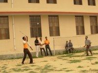 Students playing on the college sports ground