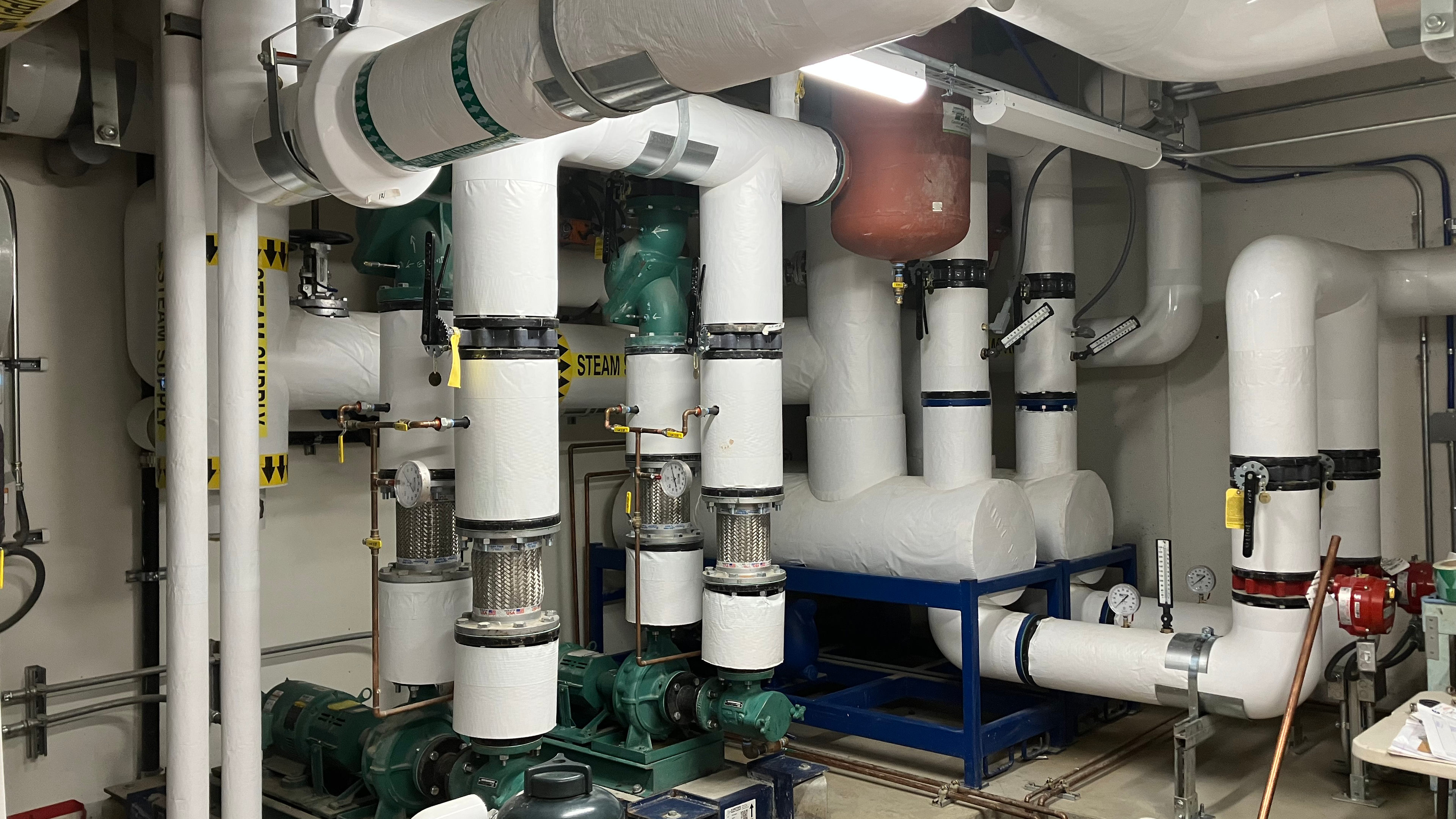 Alpha Mechanical’s steam heat exchanger portion of an HVAC system at a Veterans Affairs facility in Long Beach, California.
