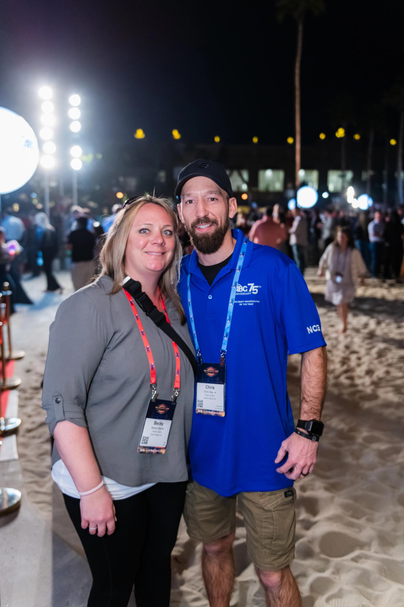 PARTY PEOPLE: Weaver and his wife, Becky, take in the excitement of his Craft Professional of the Year win at the 2025 ABC Convention opening night celebration.