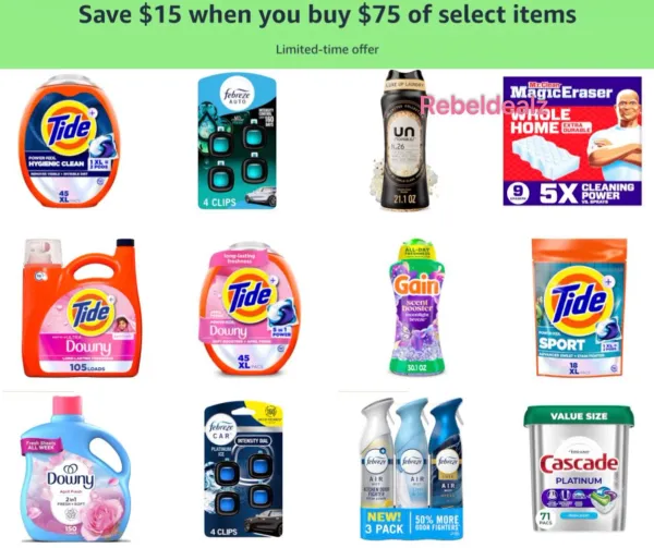 Save $15 on $75 of Home Essentials at Amazon
