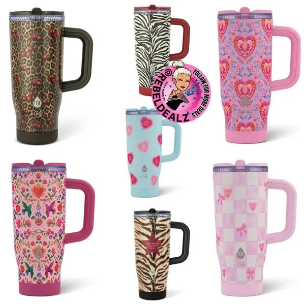 Cely x TAL 32oz Stainless Steel Skye Tumbler with Handle and Fip-up Straw, Cheetah