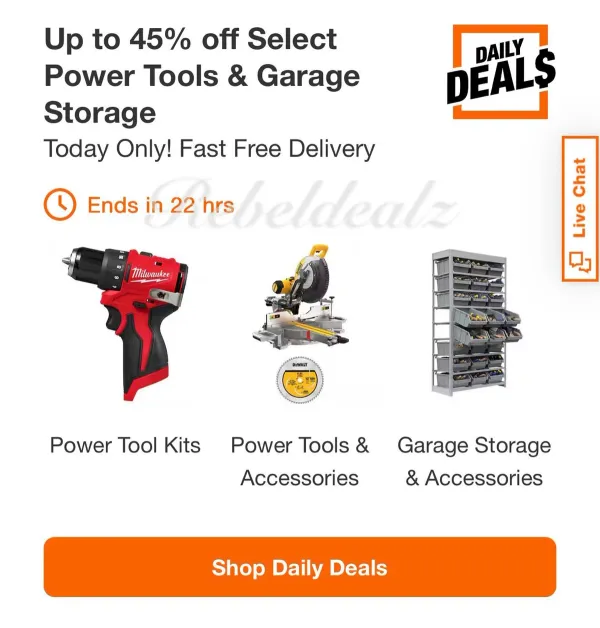 Home Depot Daily Deals: Up to 45% Off Power Tools & Garage Storage