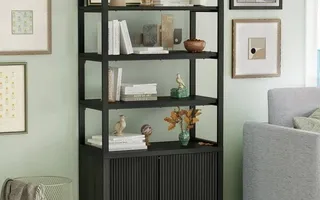 Drew Barrymore 3-Shelf Bookcase with Storage Cabinet in Rich Black