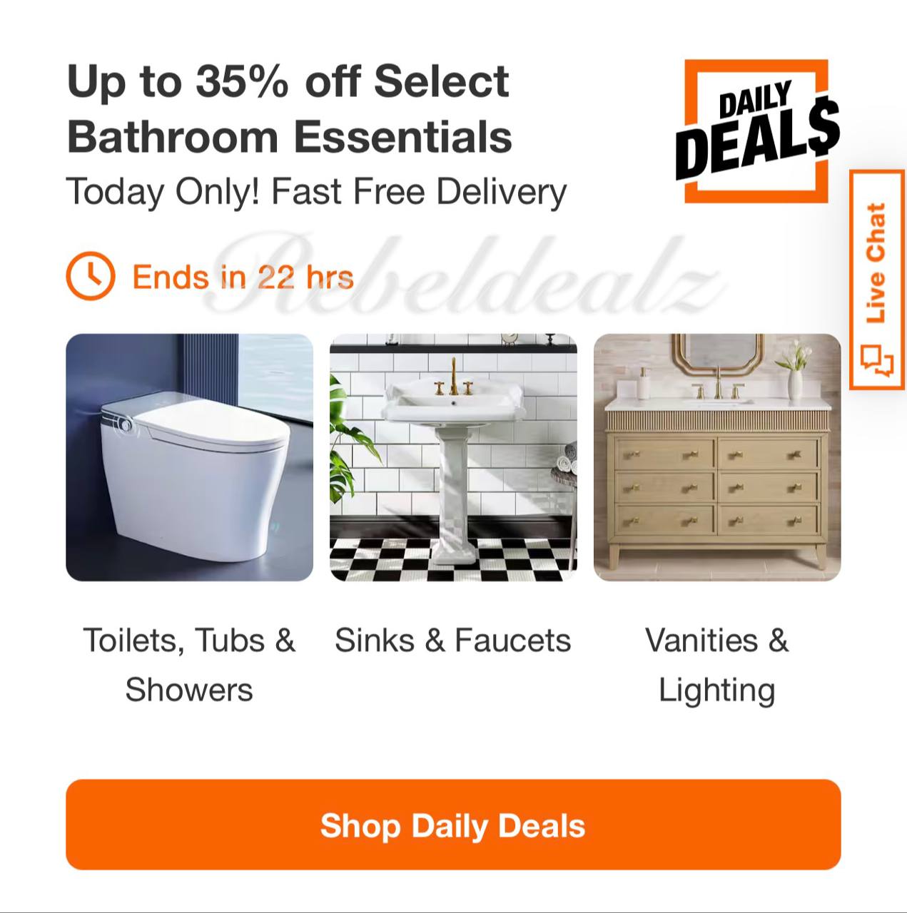 Home Depot Daily Deal: Up to 35% Off Bathroom Essentials