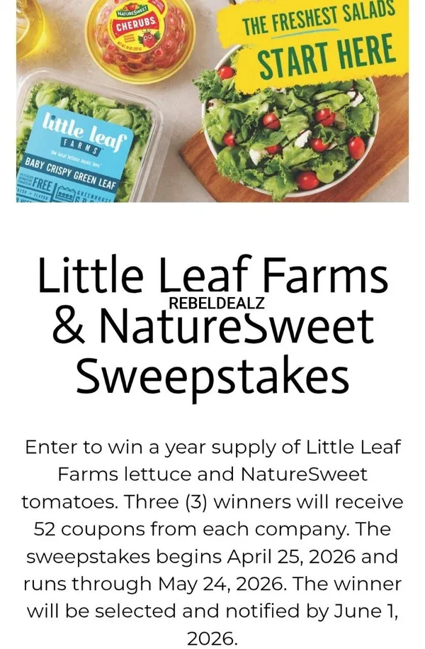 Little Leaf Farms & NatureSweet Sweepstakes - Win a Great Prize!