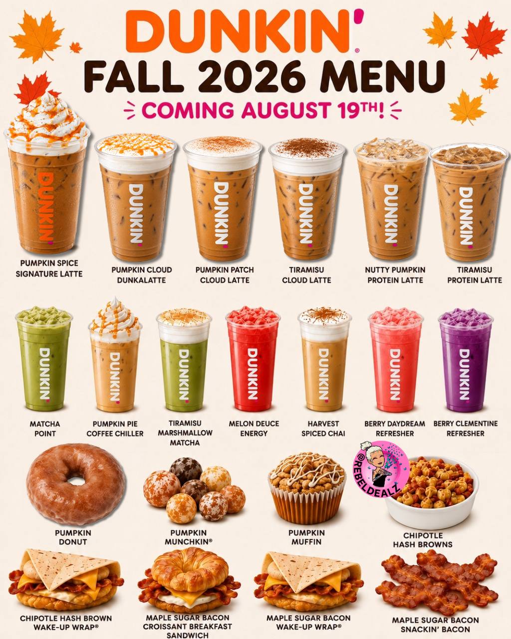 Dunkin’ Fall 2026 Menu – Pumpkin Spice Returns