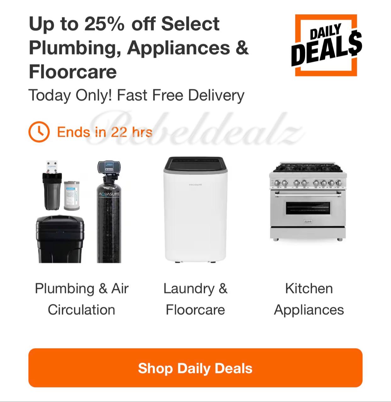 Home Depot Daily Deals: Up to 25% off Plumbing, Appliances & Floorcare