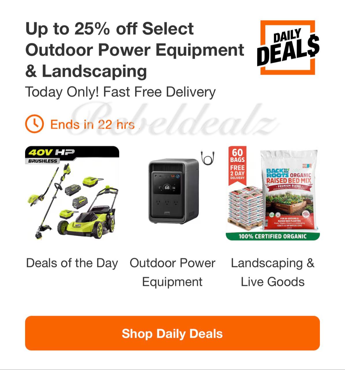 Home Depot Daily Deal: Up to 25% Off Select Outdoor Power Equipment and Landscaping