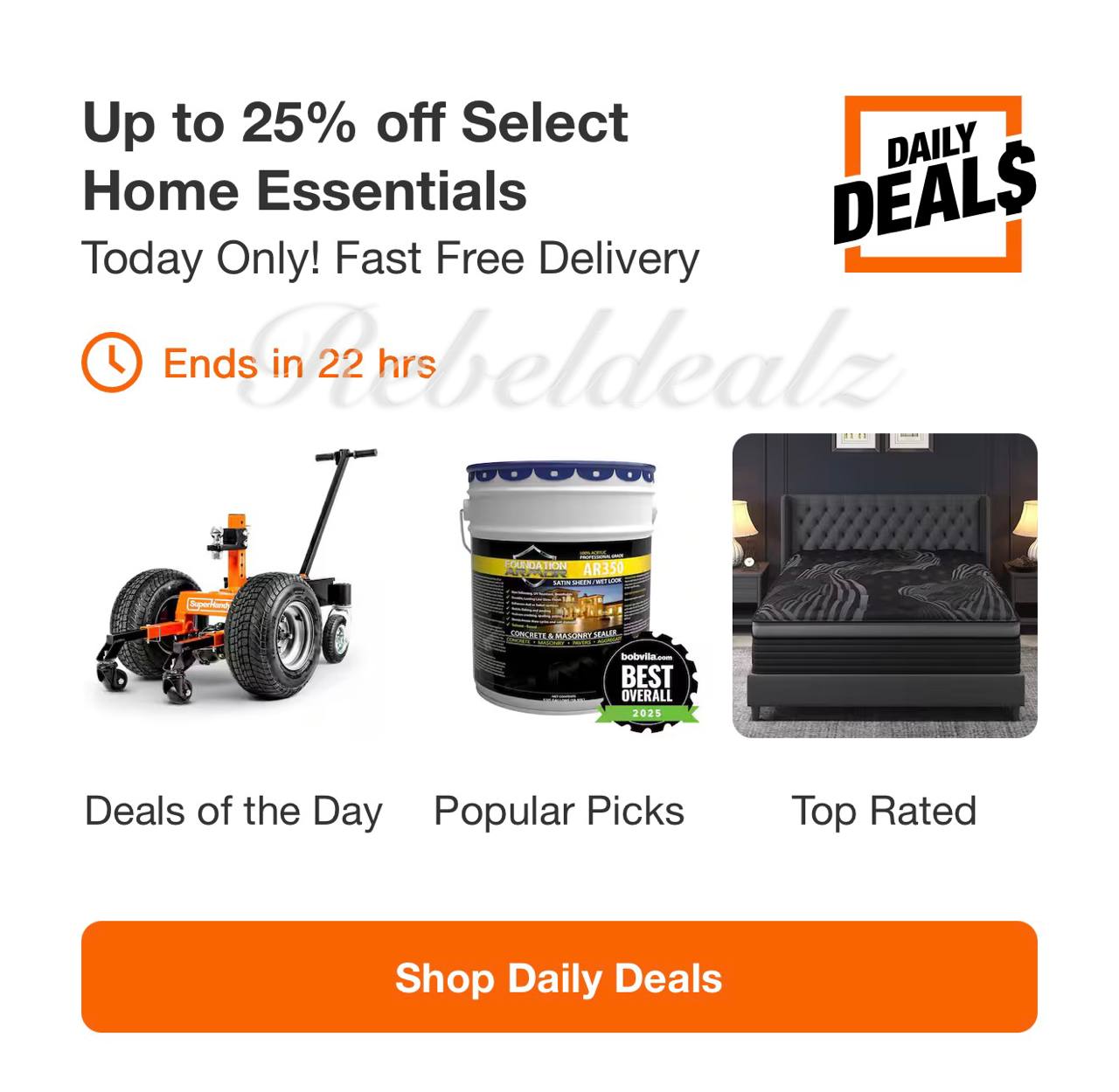 Home Depot Daily Deals: Up to 25% Off Select Home Essentials
