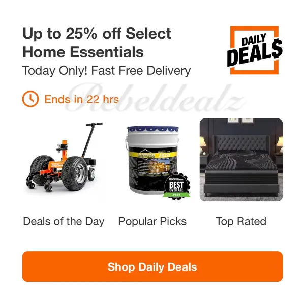 Home Depot Daily Deals: Up to 25% Off Select Home Essentials