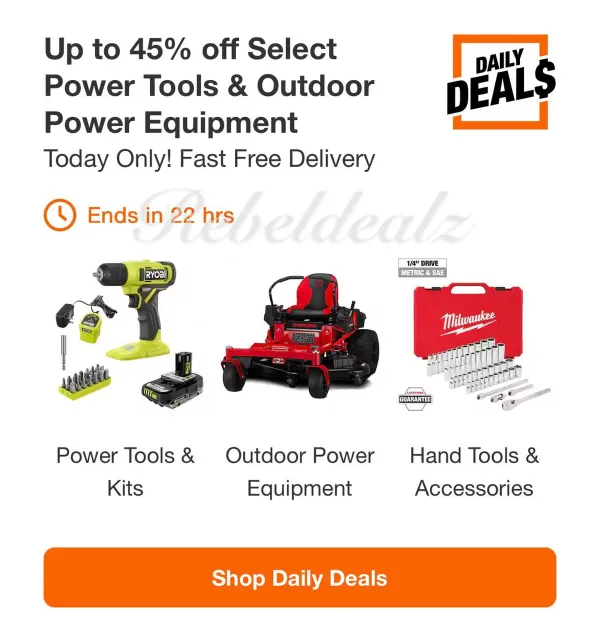 Home Depot Daily Deals: Up to 45% off Power Tools & Outdoor Equipment
