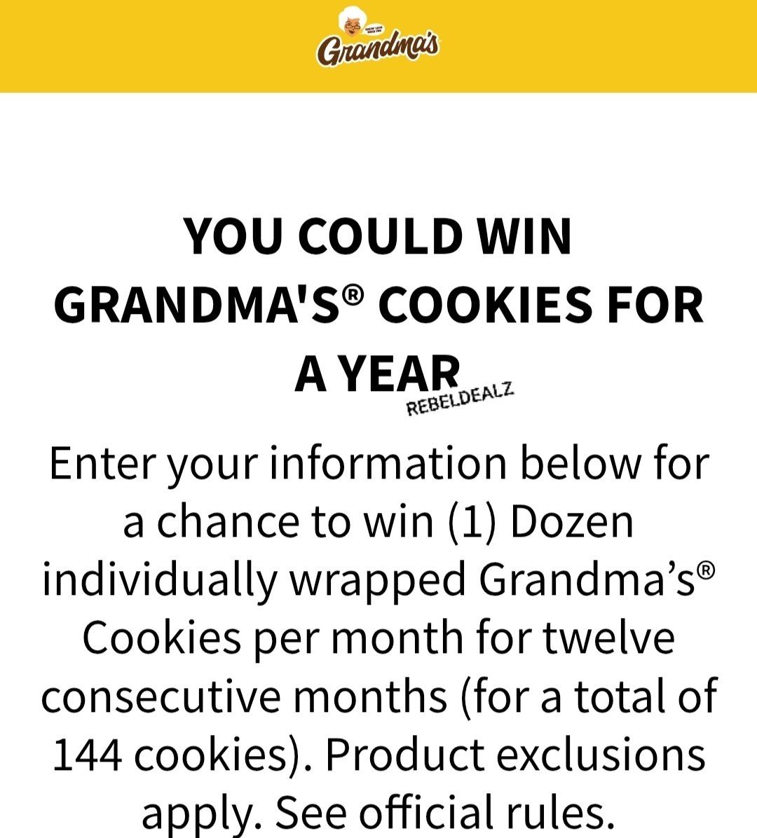 Grandma's Cookies Go For The Dozen Sweepstakes