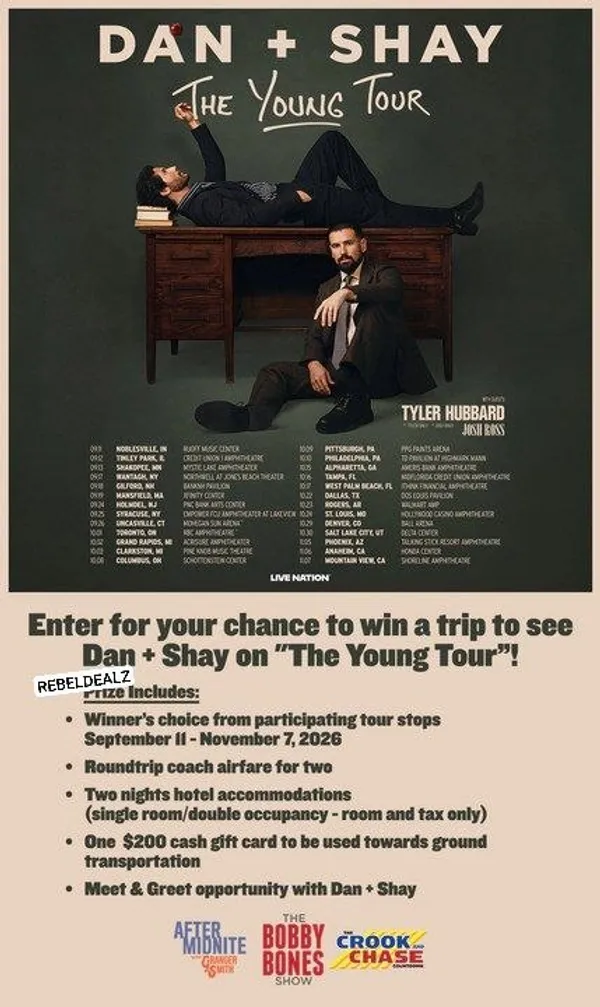 Win a Flyaway Trip with Dan + Shay's 'The Young Tour' Sweepstakes