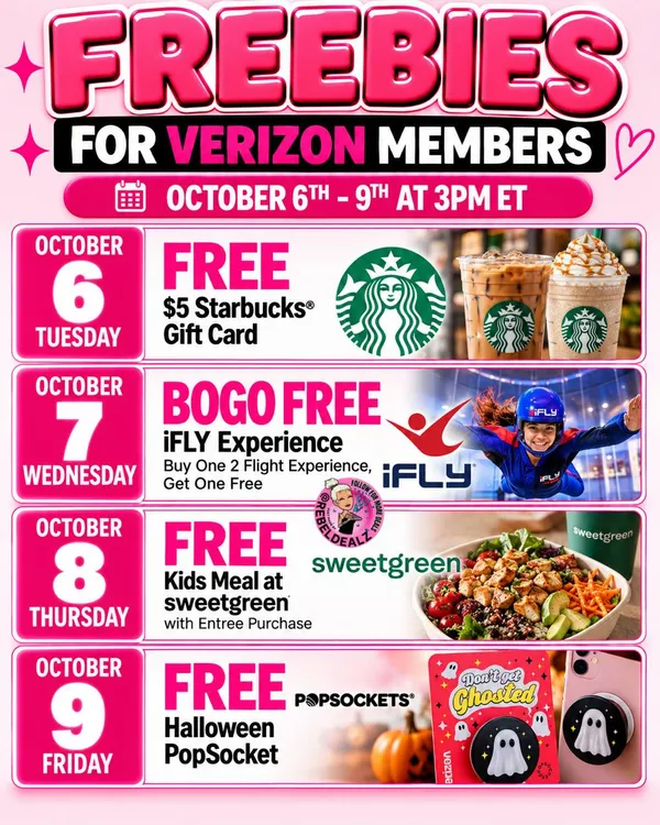 Verizon FREEBIES Are Back October 6-9