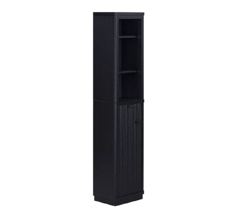 Beautiful Fluted Linen Storage Cabinet in Rich Black
