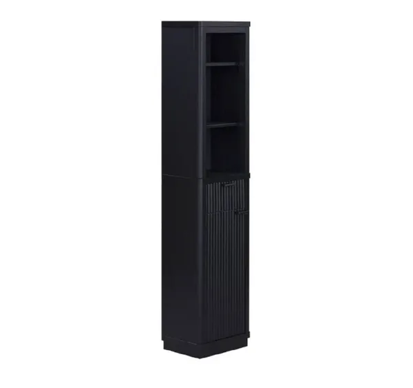 Beautiful Fluted Linen Storage Cabinet in Rich Black
