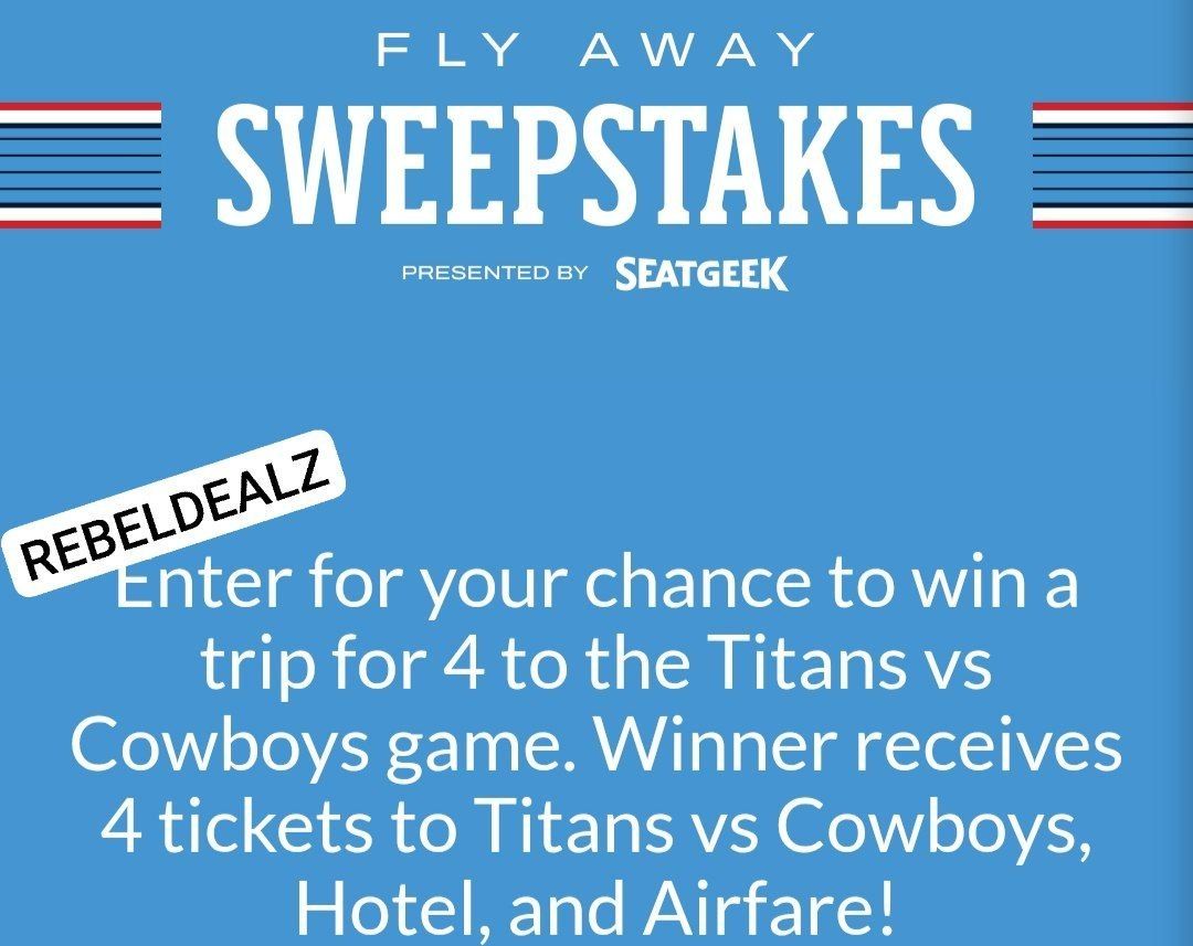 SeatGeek 'Titans Fly Away Trip' Sweepstakes - Win a Trip for Two to a Titans Game