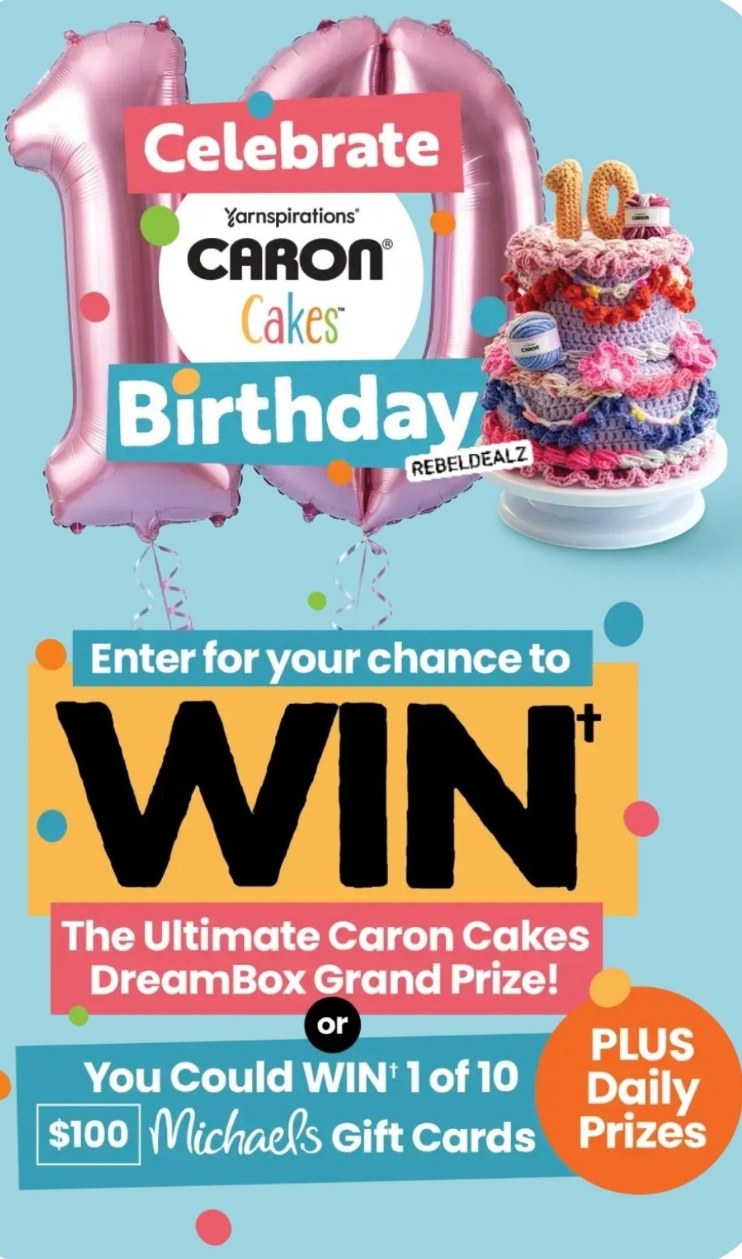 Caron Cakes 10th Birthday Sweepstakes: Grand Prize and Gift Cards