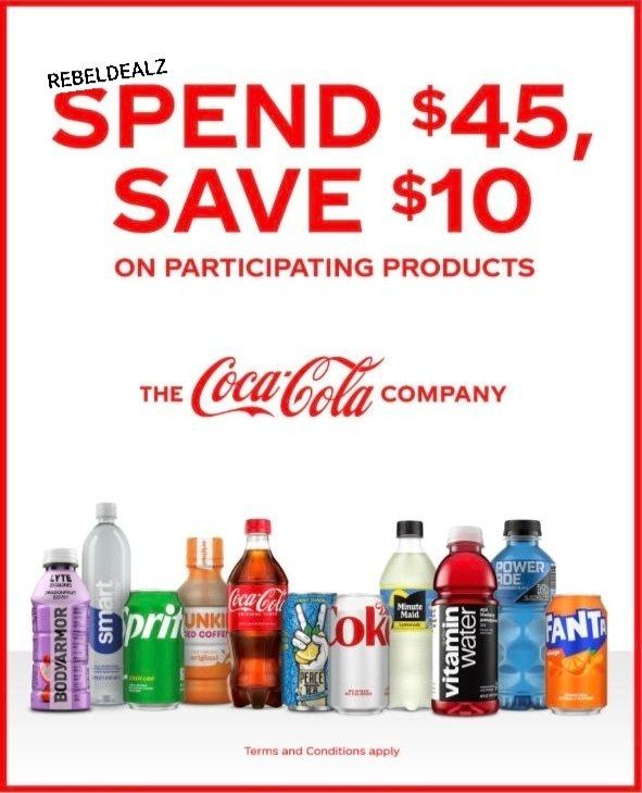 Spend $45 Save $10 on Select Coca-Cola Products at Amazon