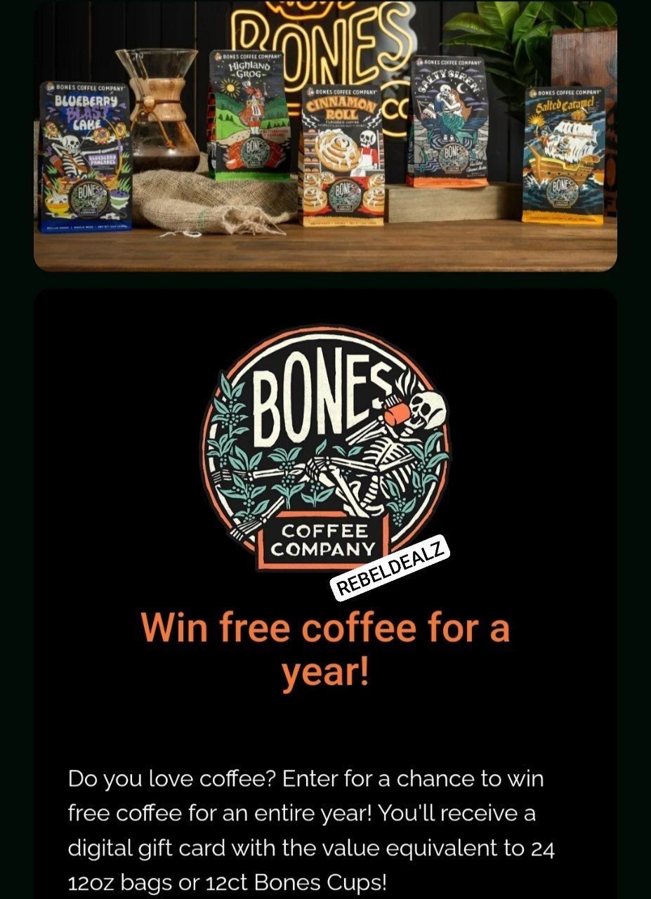 Win a Year's Supply of Coffee from Bones Coffee