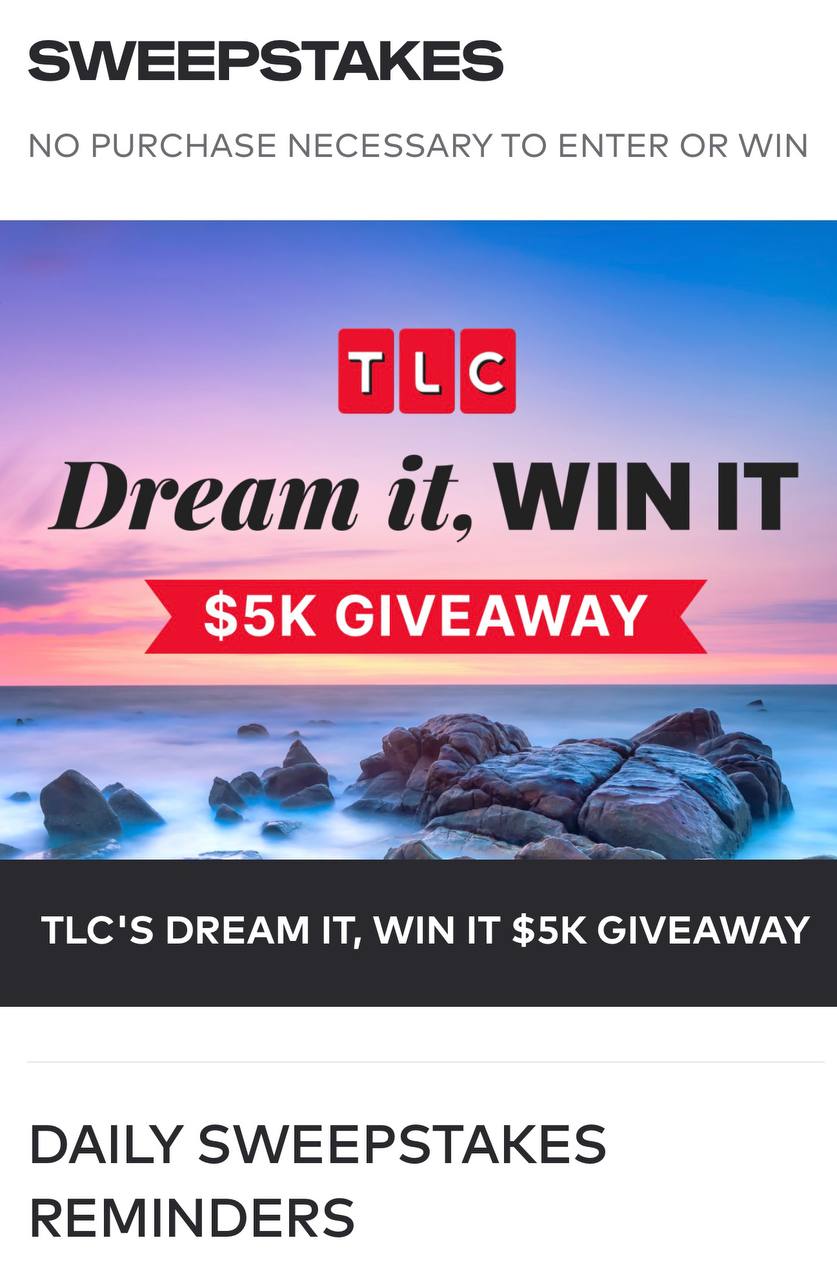 TLC Dream It, Win It $5K Giveaway: Enter Daily