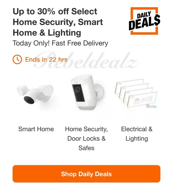 Home Depot Daily Deal: Up to 30% Off Home Security, Smart Home & Lighting