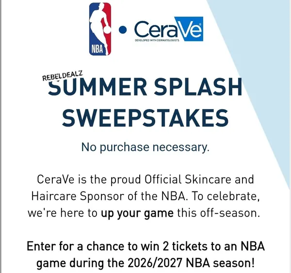 CeraVe Summer Splash Sweepstakes: Win 2 NBA Game Tickets