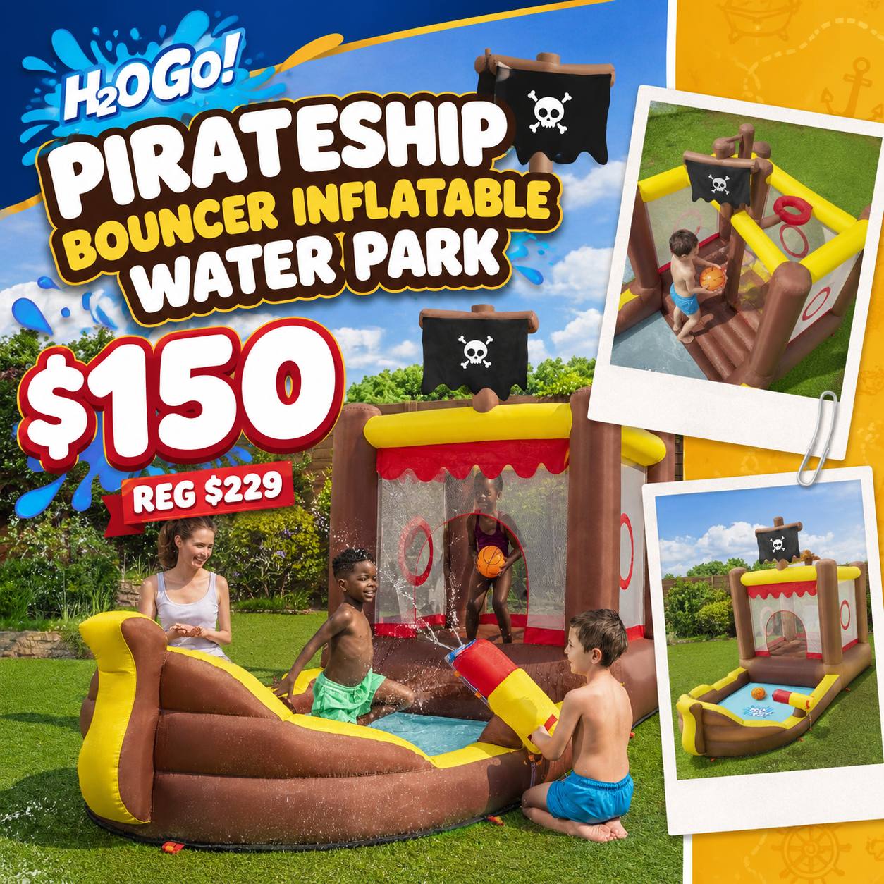H2OGO! Pirateship Bouncer Inflatable Water Park Deal