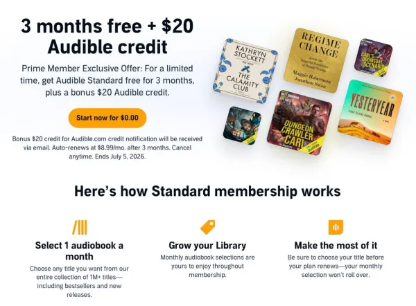 Score 3 Months of Audible for Free