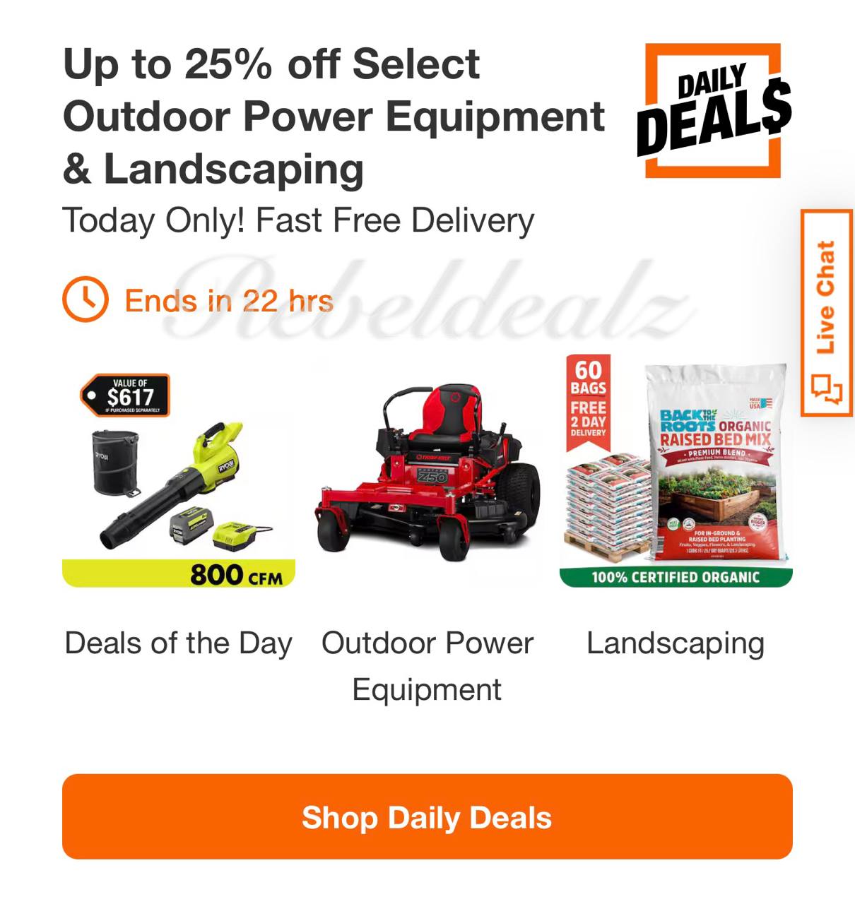 Home Depot Daily Deal: Up to 25% off Outdoor Power Equipment & Landscaping