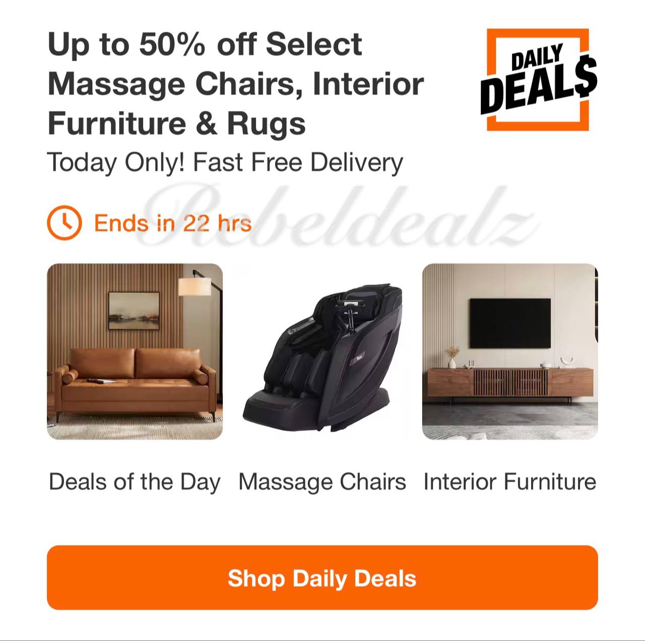 Home Depot Daily Deals: Up to 50% Off Massage Chairs, Furniture & Rugs