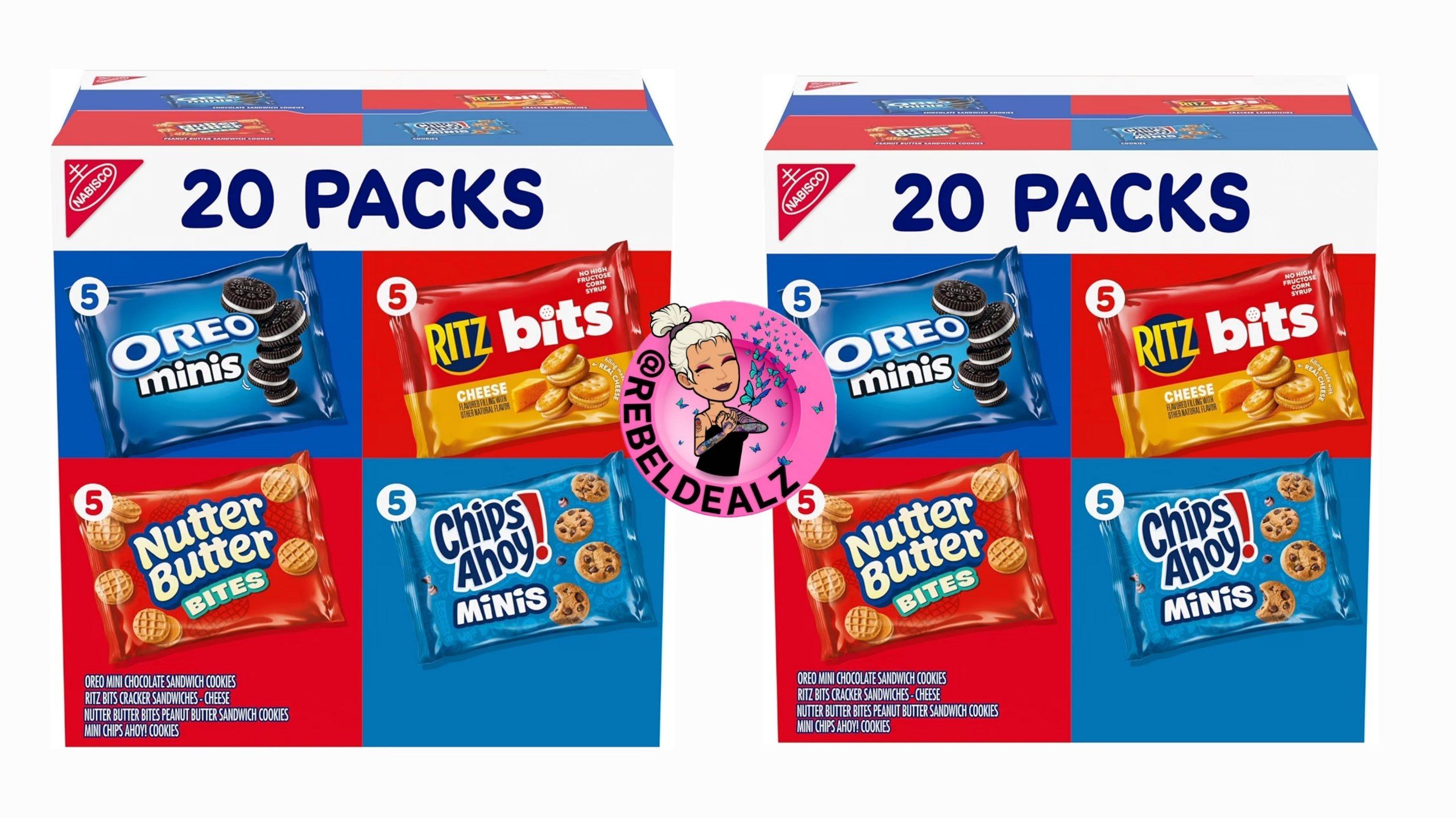 Nabisco Snacks Variety Pack with OREO, NUTTER BUTTER, CHIPS AHOY and RITZ - 20 Count
