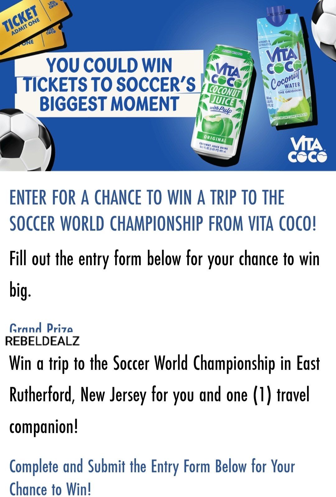 Vita Coco National Soccer Sweepstakes - Win Big!