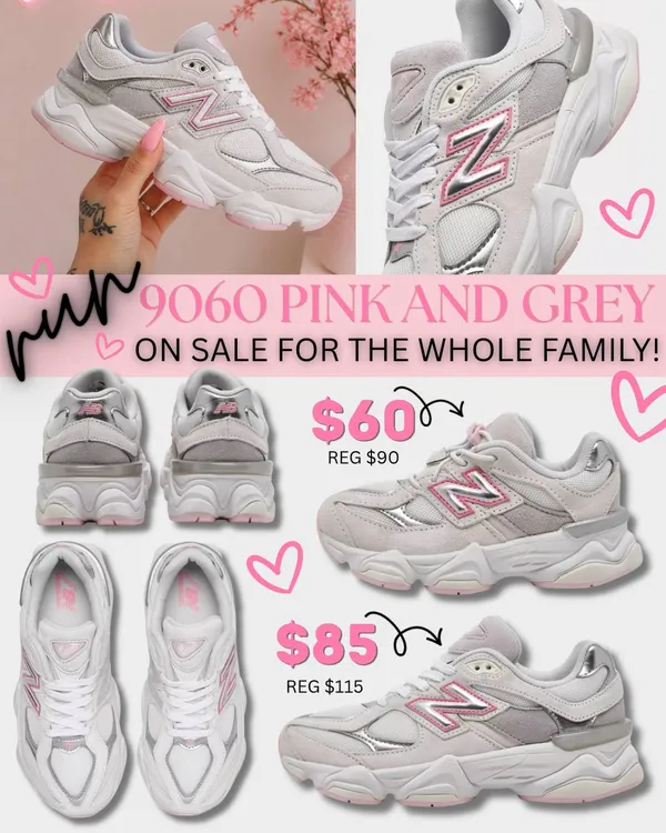 New Balance 9060 Grey/Pink Back-to-School Sneakers Sale