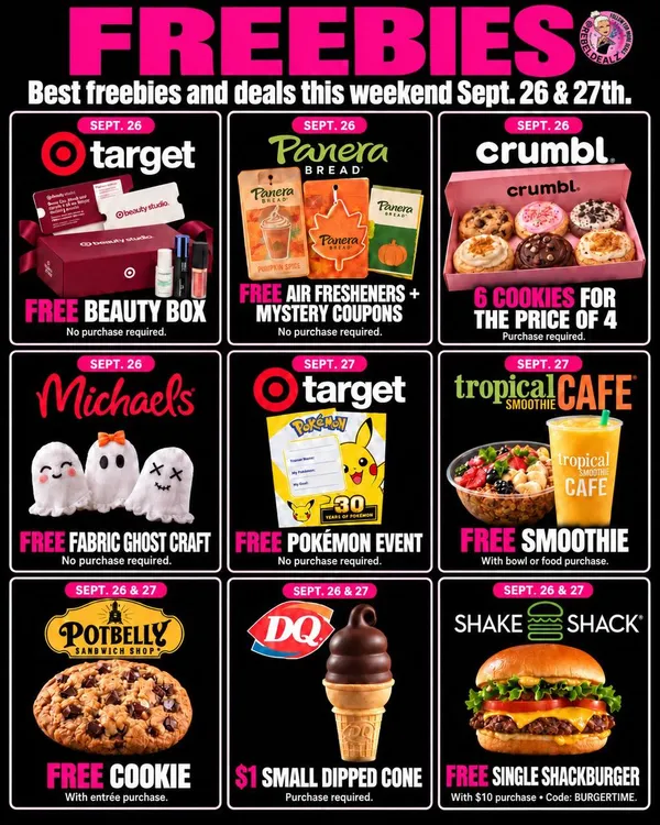 Weekend Freebies & Deals: September 26-27, 2026