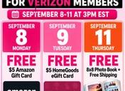 Verizon FREEBIES Are Back September 8-11