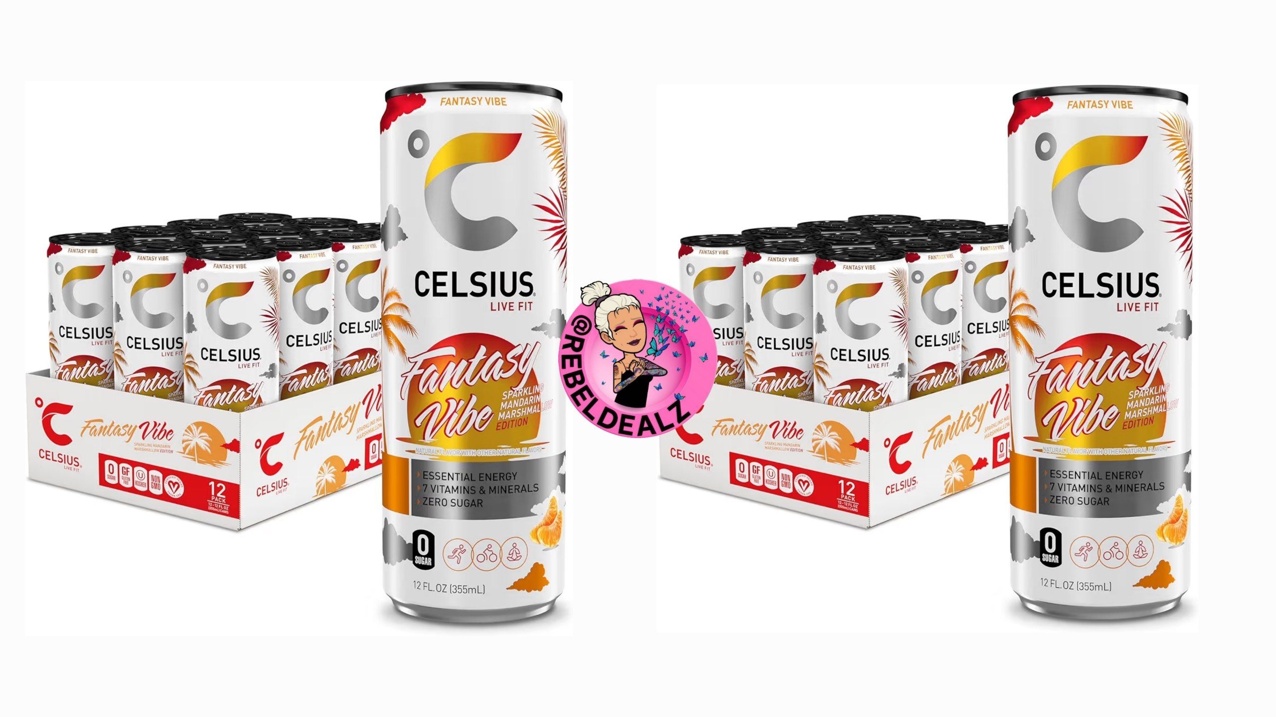 CELSIUS FANTASY VIBE Sparkling Mandarin Marshmallow Energy Drink Sale