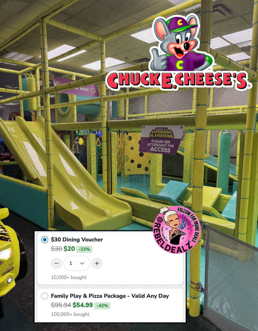 Chuck E. Cheese Family Play & Pizza Package Deal