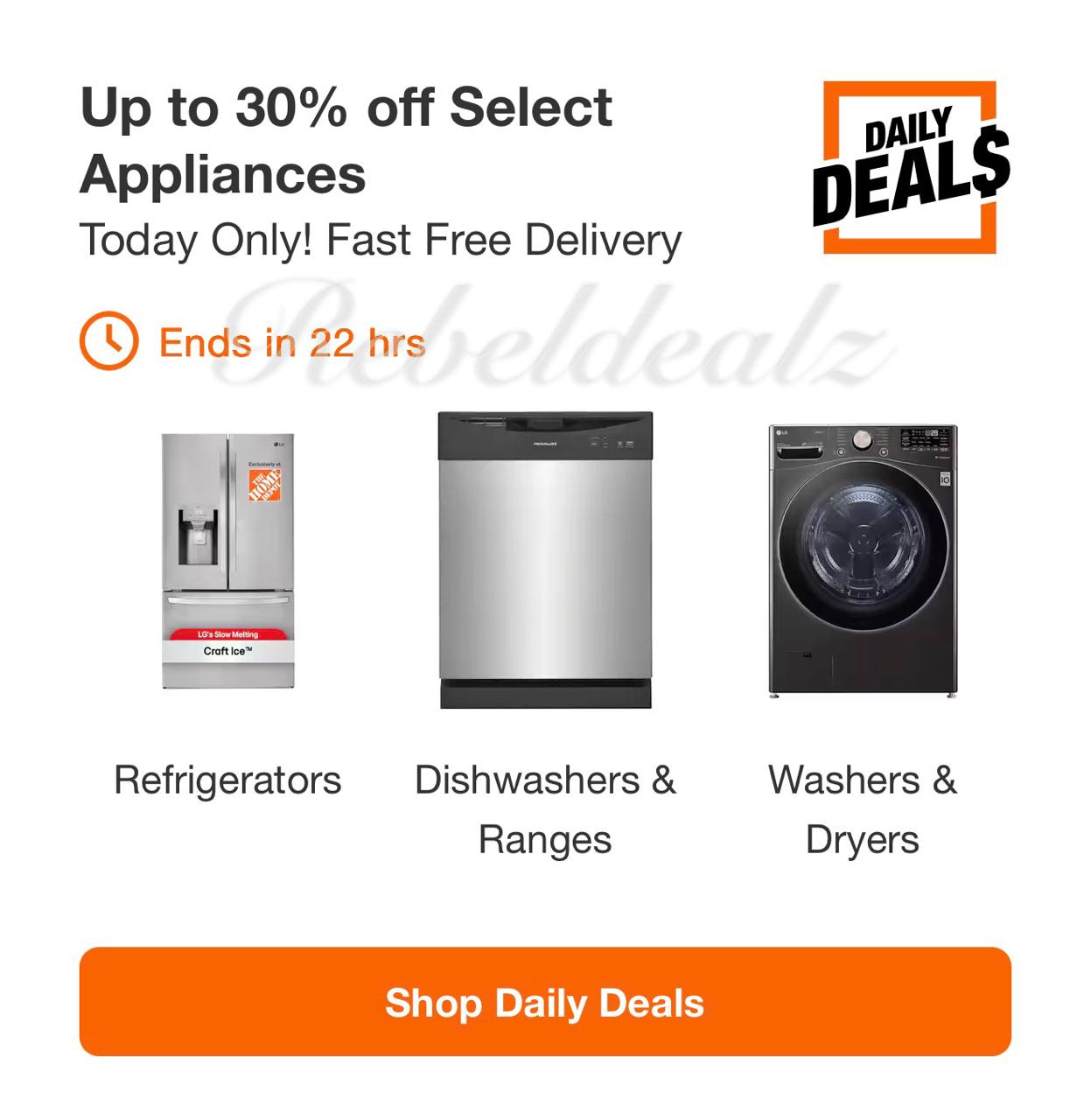 Home Depot Daily Deal: Up to 30% off select appliances