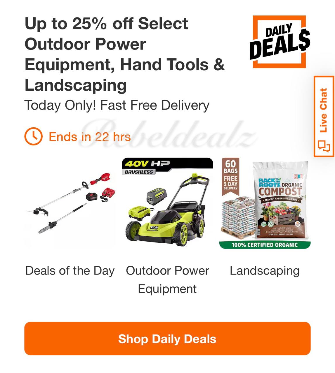 Home Depot Daily Deals: Up to 25% Off Outdoor Power Equipment and More