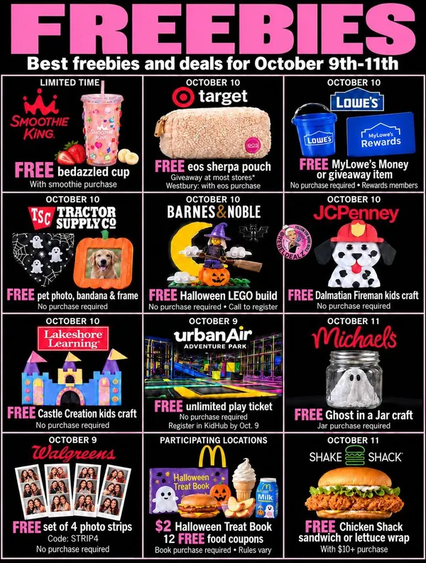 Best Freebies & Deals for October 9-11