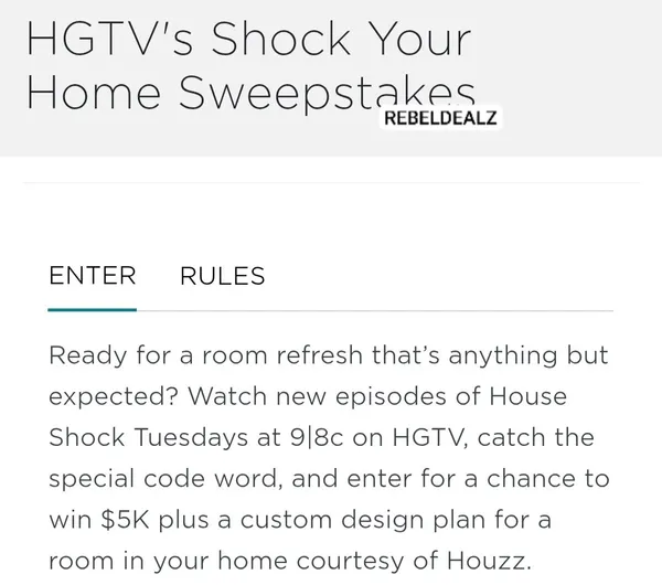 HGTV's Shock Your Home Sweepstakes: Win $5K Plus a Design Plan