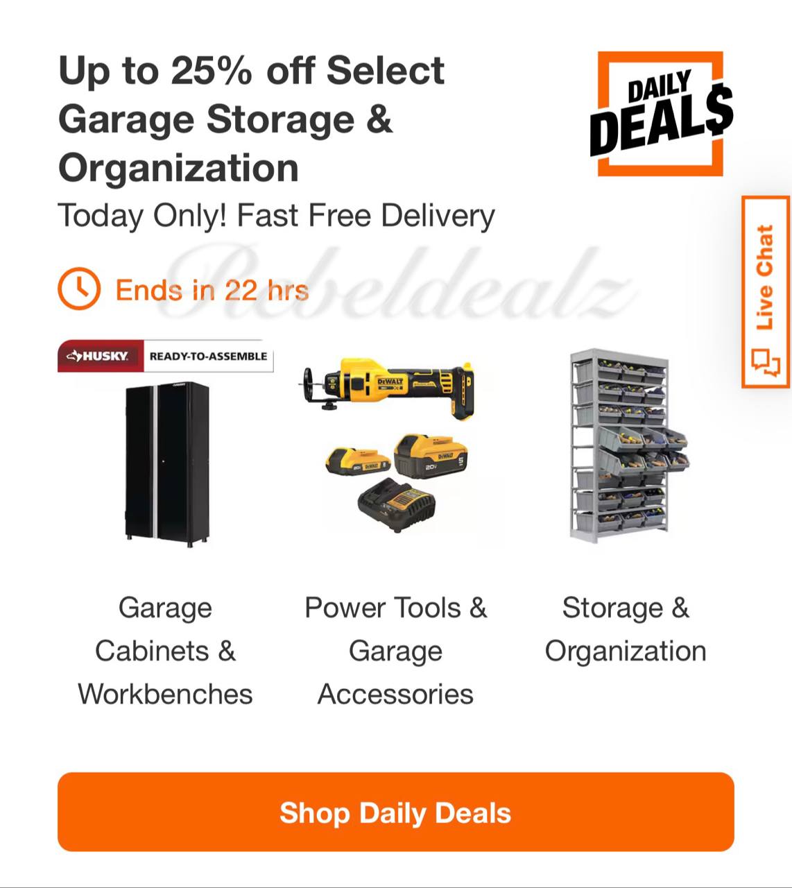 Up to 25% off select garage storage & organization at Home Depot