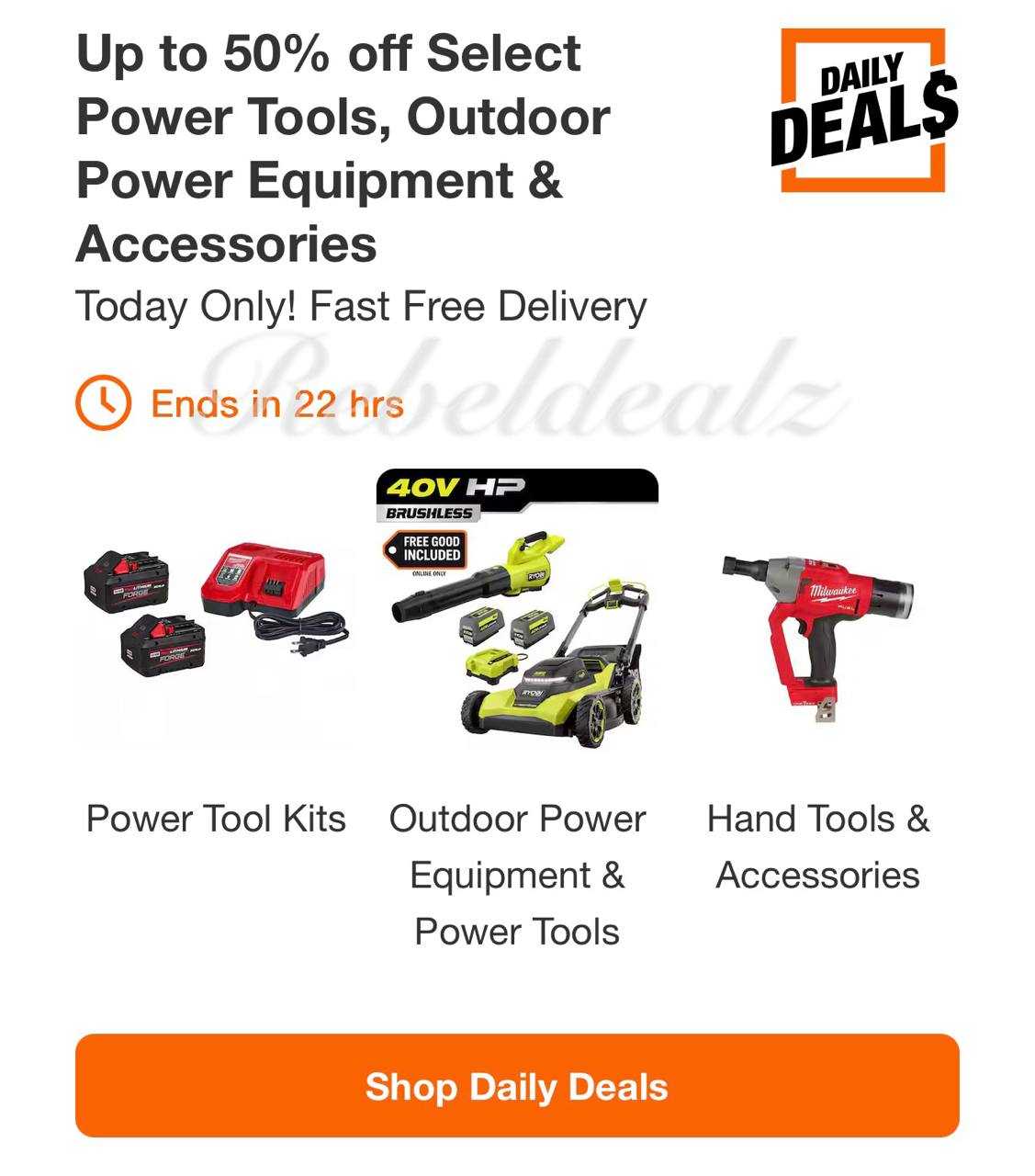Home Depot Daily Deal: Up to 50% Off Power Tools and Outdoor Equipment